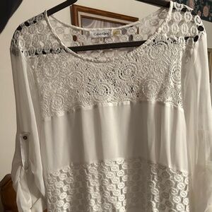 XL White Calvin Klein Long Sleeve Blouse